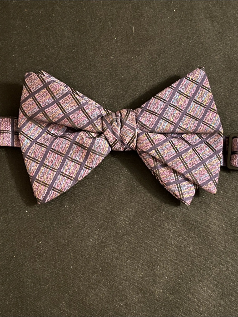 Men’s Purple Check Woven Bow Tie